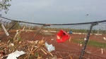 Photo from turn 4 looking into turn 3 - massive pile of wood was pit grandstand